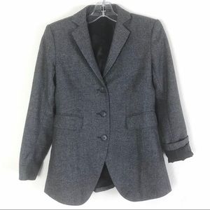 Theory Wool Fitted Ediona Blazer Charcoal Gray Work Office Trend
